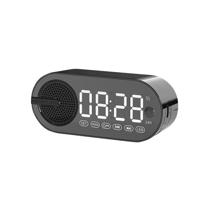 Колонка беспроводная MyTone  Sound Clock c часами, черная с логотипом