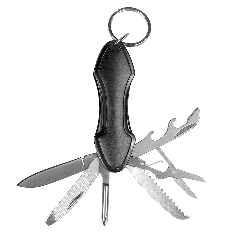 Брелок-/мультитул Tools Coin, мультифункциональный, 6 в 1, черный с логотипом