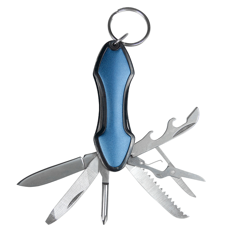 Брелок-/мультитул Tools Coin, мультифункциональный, 6 в 1, синий с логотипом