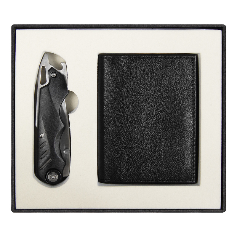 Набор подарочный Solution Superior Duo (футляр для кредитных карт Leather Land, нож Tools Impression) с логотипом