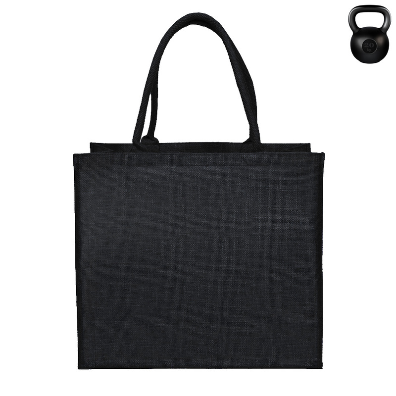 Сумка из джута Caravan Jute, размер 36*40*21 см, черный с логотипом