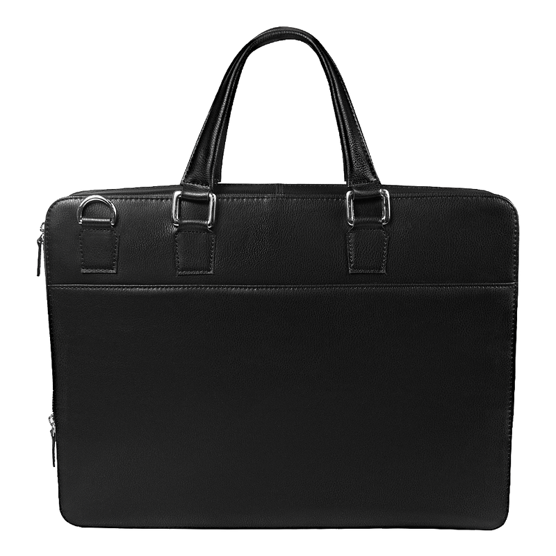 Портфель для ноутбука Stanford Leather из натуральной кожи,  черный с логотипом