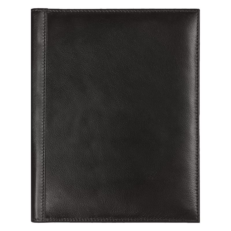 Суперобложка из натуральной кожи Universal leather размер А5+ , черная,  с блокнотом с логотипом
