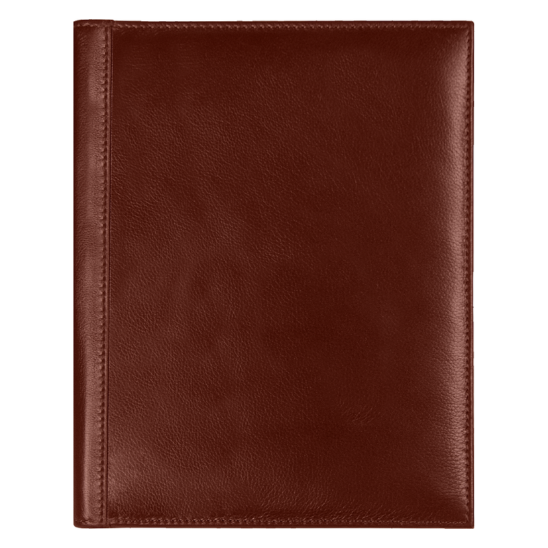 Суперобложка из натуральной кожи Universal leather размер А5+ , коричневая,  с блокнотом с логотипом