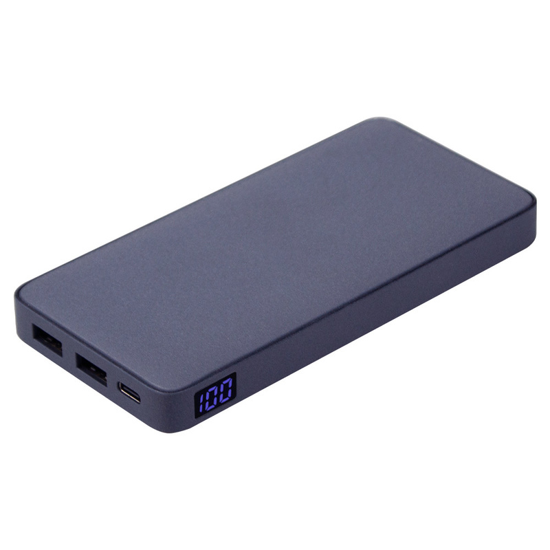 Внешний аккумулятор (powerbank) «WeCharge Velvet», 10 000 mAH, 5V -2A , c цифровым дисплеем для контроля заряда, темно-синий с логотипом