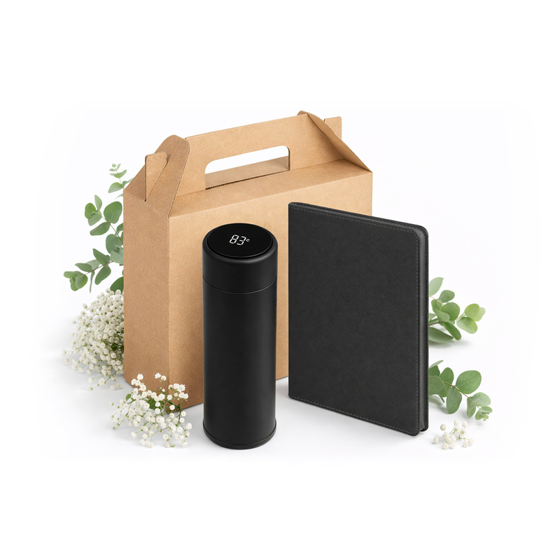 Набор подарочный Solution Everyday Duo (термос, ежедневник), черный с логотипом