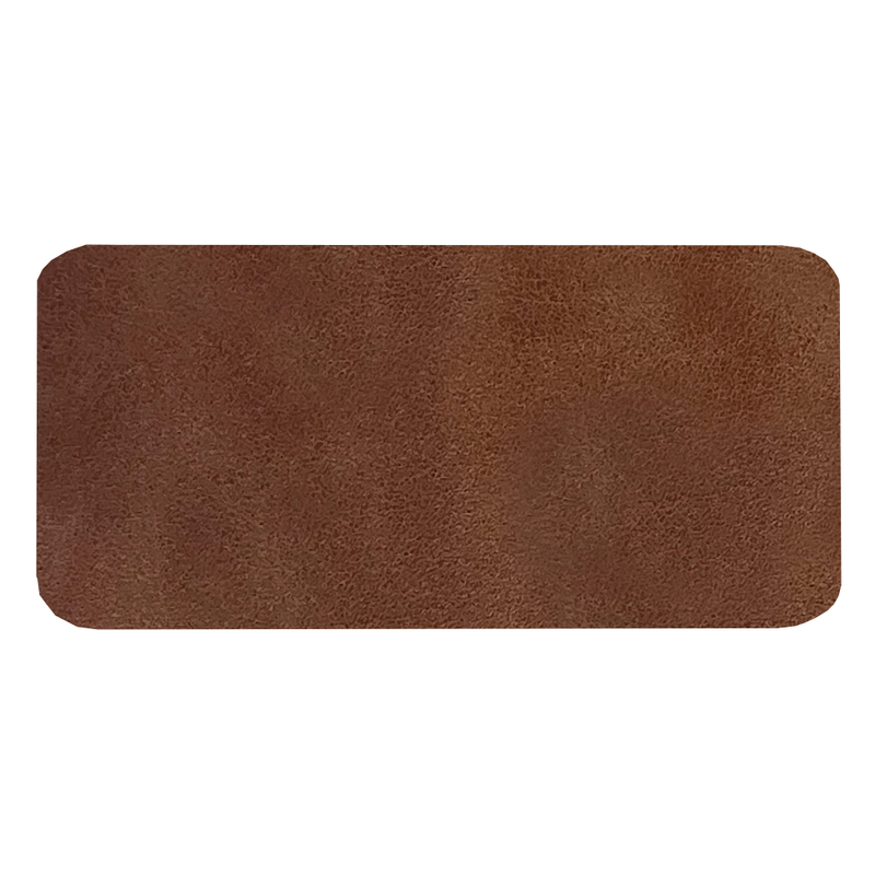 Шеврон Rectangle Smooth Leather размер 60*30 мм, коричневый, со скругленными углами с логотипом