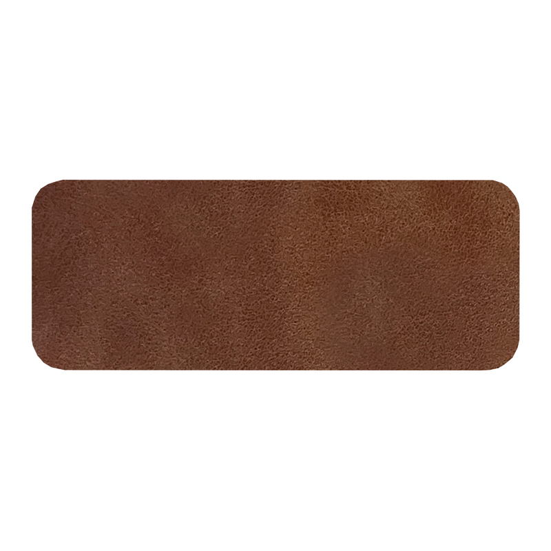 Шеврон Rectangle Smooth Leather размер 75*29 мм, коричневый, со скругленными углами с логотипом