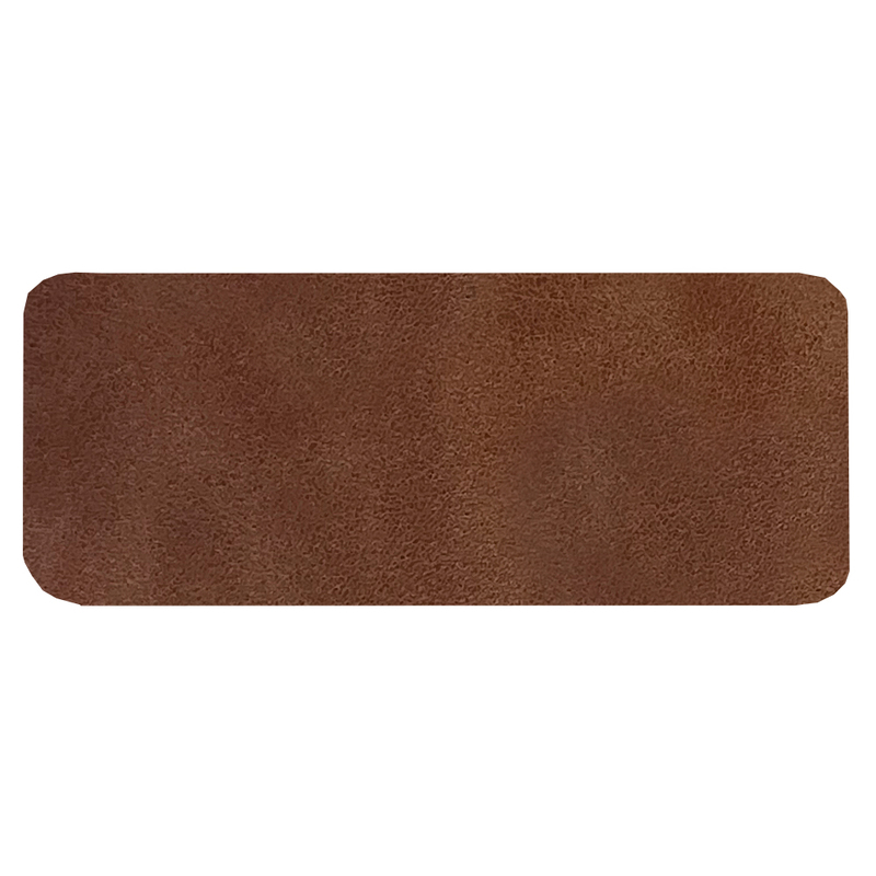 Шеврон Rectangle Smooth Leather размер 50*20 мм, коричневый, со скругленными углами с логотипом