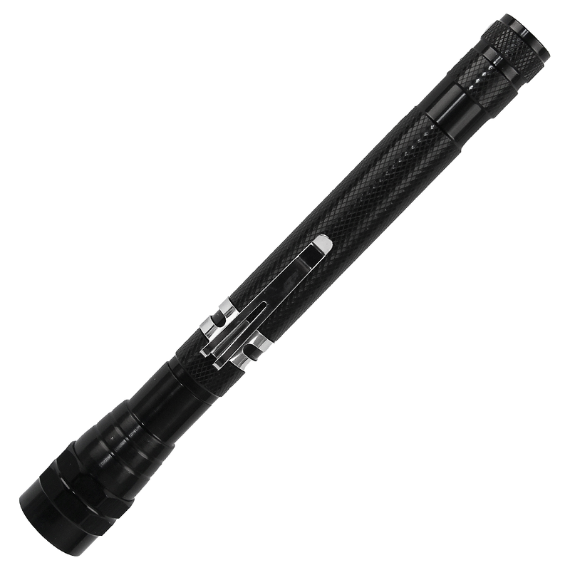 Фонарь телескопический Tools Flashlight, с магнитом, черный с логотипом