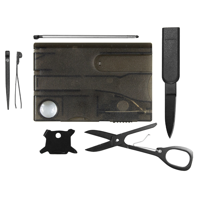 Карточка Tools Nailcare 10 функций, инструменты из нержавеющей стали, корпус из полупрозрачного черного  пластика с логотипом