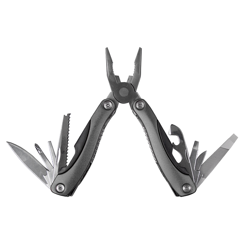 Мультитул Tools Birmingham (мультиинструмент) 11 в 1 c чехлом, в подарочной коробке, серый с логотипом
