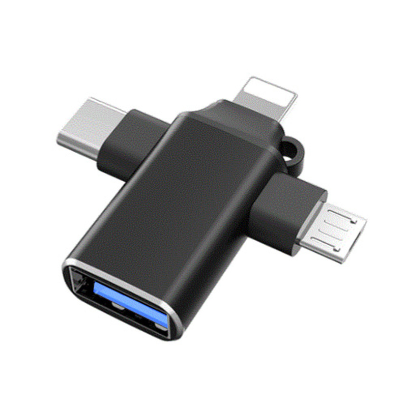 Переходник (адаптер) OTG 4 в 1 (micro USB, Lightning, Type C, USB A, speed up to 5 gigabit с логотипом
