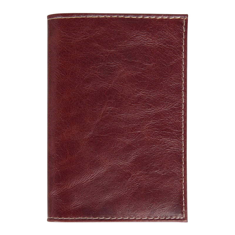 Обложка для автодокументов Leather Sky Matt Sun из натуральной кожи, бордовая с белой прострочкой с логотипом