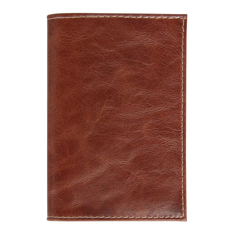 Обложка для автодокументов Leather Sky Matt Sun из натуральной кожи, коричневая с белой прострочкой с логотипом