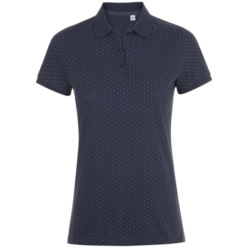 Рубашка поло женская Brandy Women темно-синий с белым, размер L с логотипом