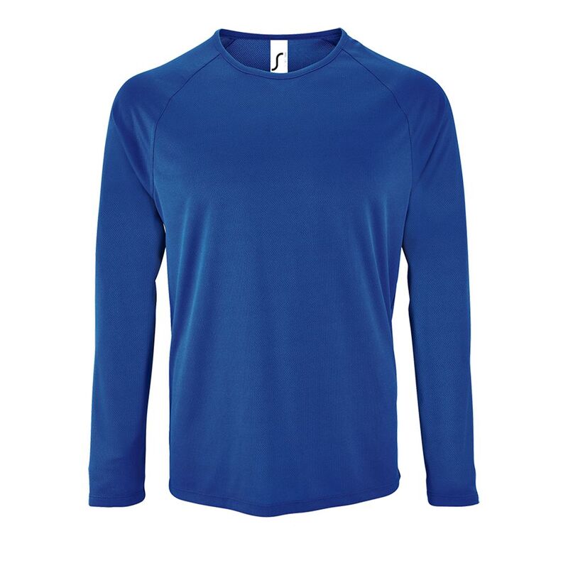 Футболка с длинным рукавом Sporty LSL Men ярко-синяя, размер 3XL с логотипом