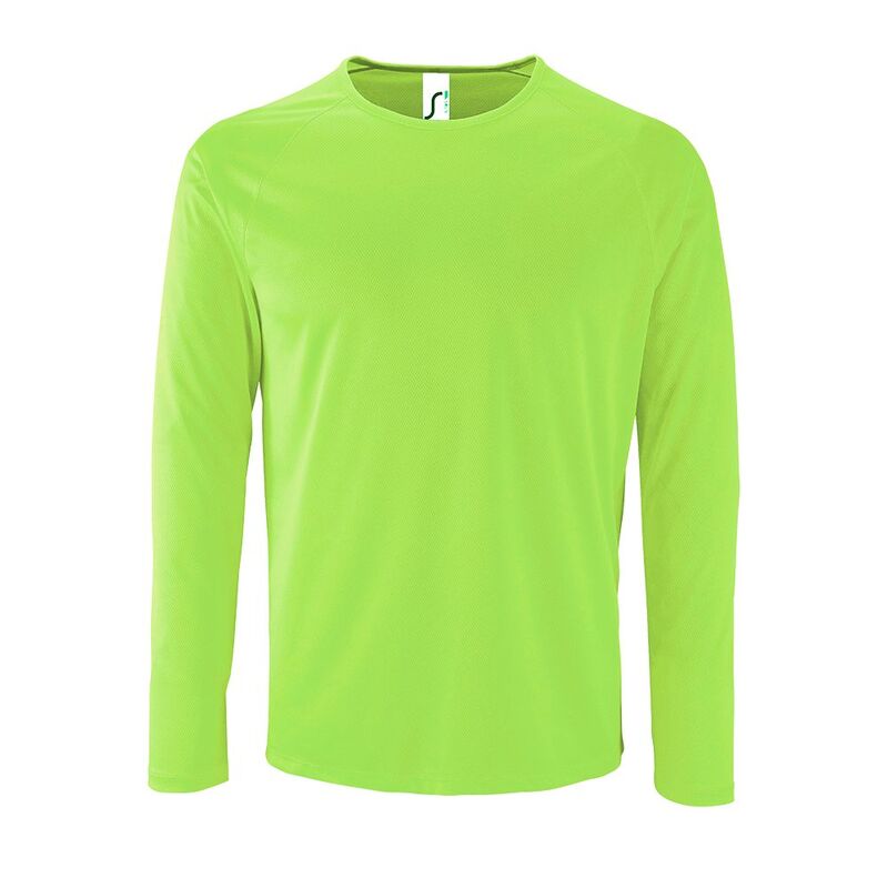 Футболка с длинным рукавом Sporty LSL Men неоново-зеленая, размер 3XL с логотипом