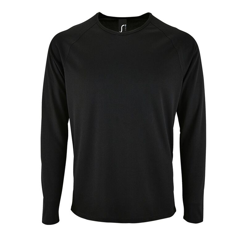 Футболка с длинным рукавом Sporty LSL Men черная, размер 3XL с логотипом