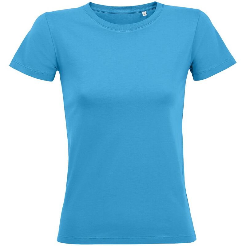 Футболка женская Regent Fit Women, ярко-бирюзовая, размер L с логотипом