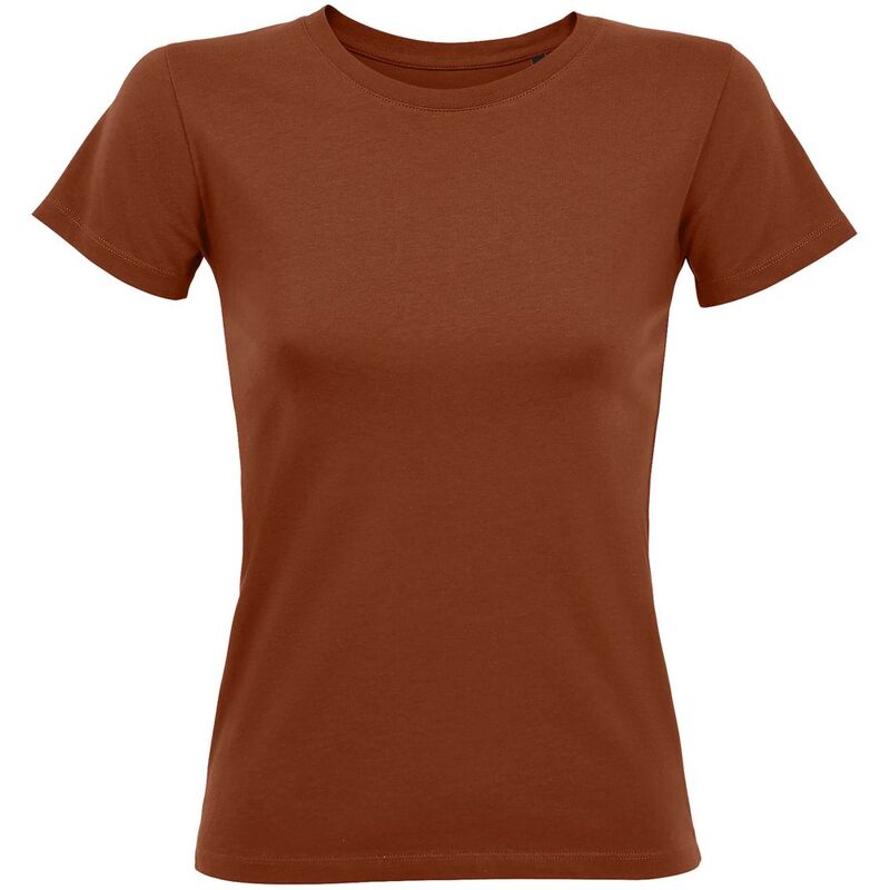Футболка женская Regent Fit Women, коричневая (терракотовая), размер L с логотипом