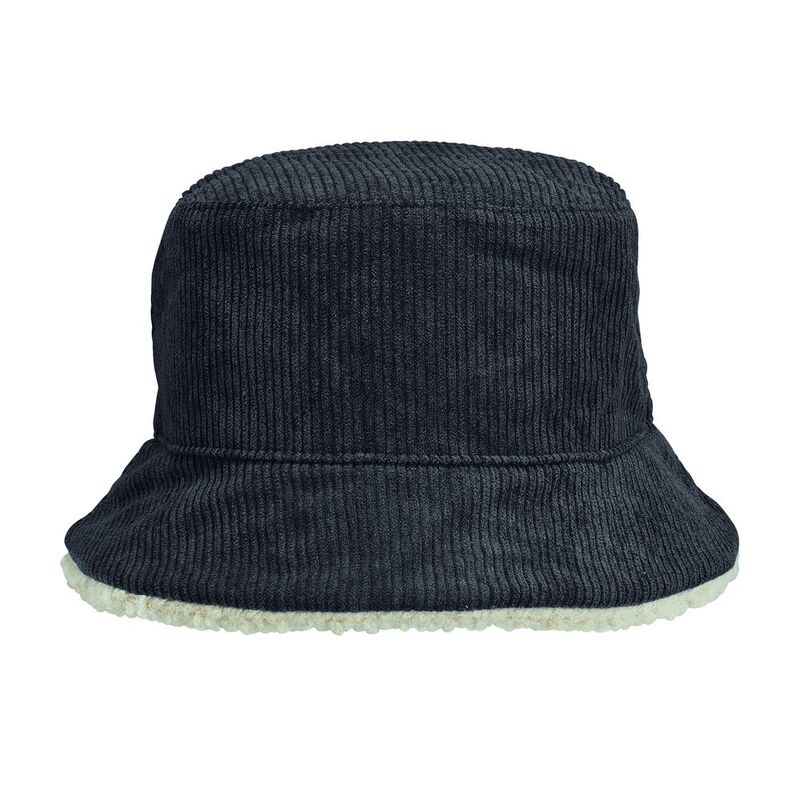 Панама Bucket двусторонняя, темно-серая с бежевым, размер M/L с логотипом