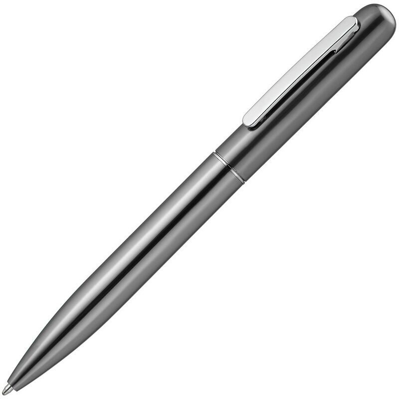 Ручка шариковая Scribo, серо-стальная с логотипом