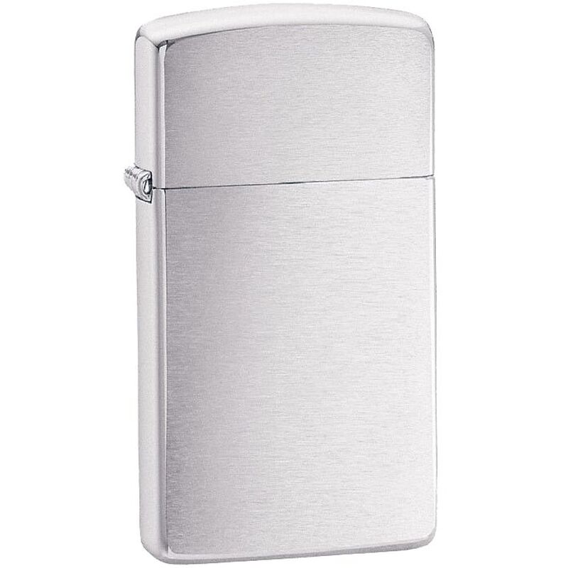 Зажигалка Zippo Slim Brushed, матовая серебристая с логотипом