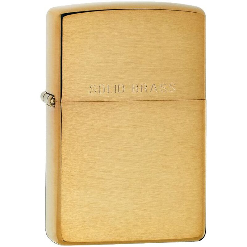 Зажигалка Zippo Classic Brushed, золотистая с логотипом