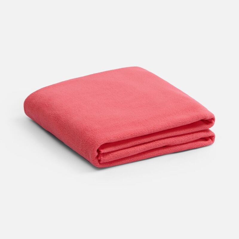 Флисовый плед Warm&Peace XL, розовый (коралловый) с логотипом