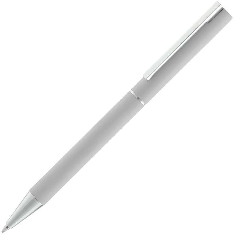 Ручка шариковая Blade Soft Touch, серая с логотипом