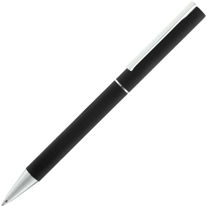 Ручка шариковая Blade Soft Touch, черная с логотипом