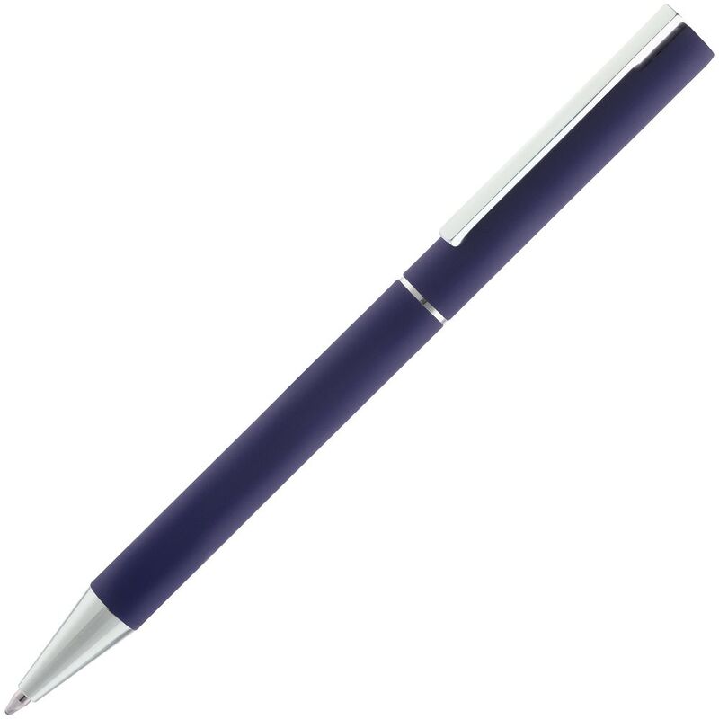 Ручка шариковая Blade Soft Touch, синяя с логотипом