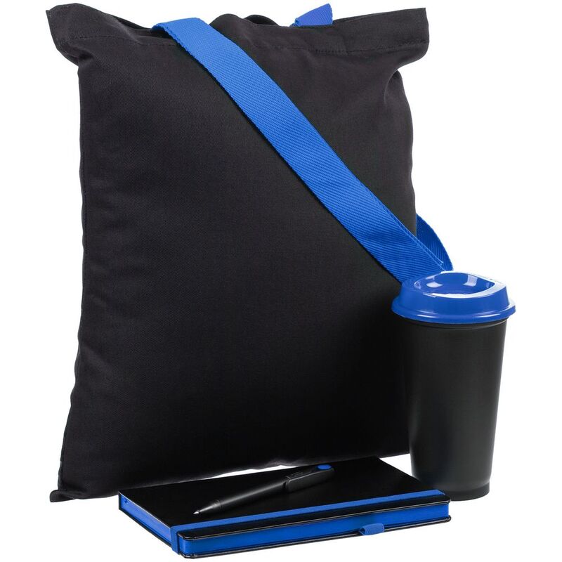 Набор Velours Bag, черный с синим с логотипом
