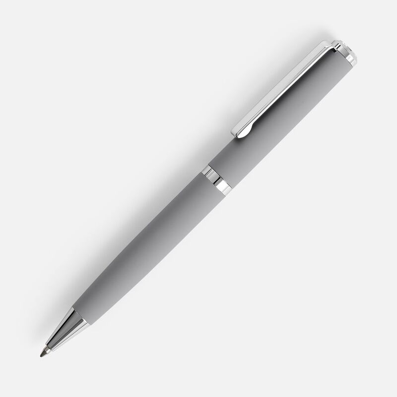 Ручка шариковая Inkish Chrome в футляре, серая с логотипом