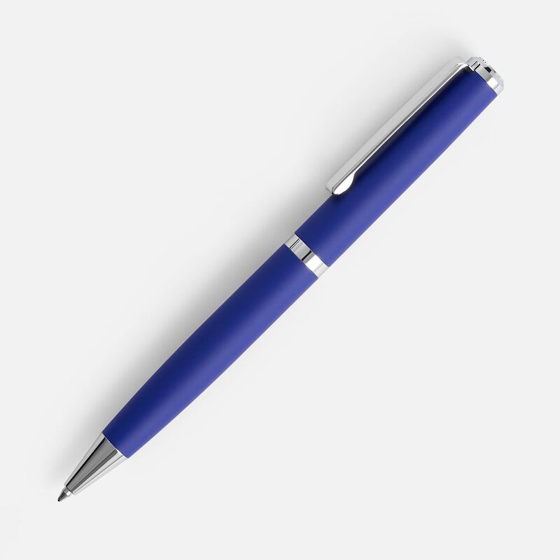 Ручка шариковая Inkish Chrome в футляре, синяя с логотипом