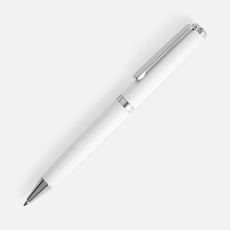Ручка шариковая Inkish Chrome в футляре, белая с логотипом