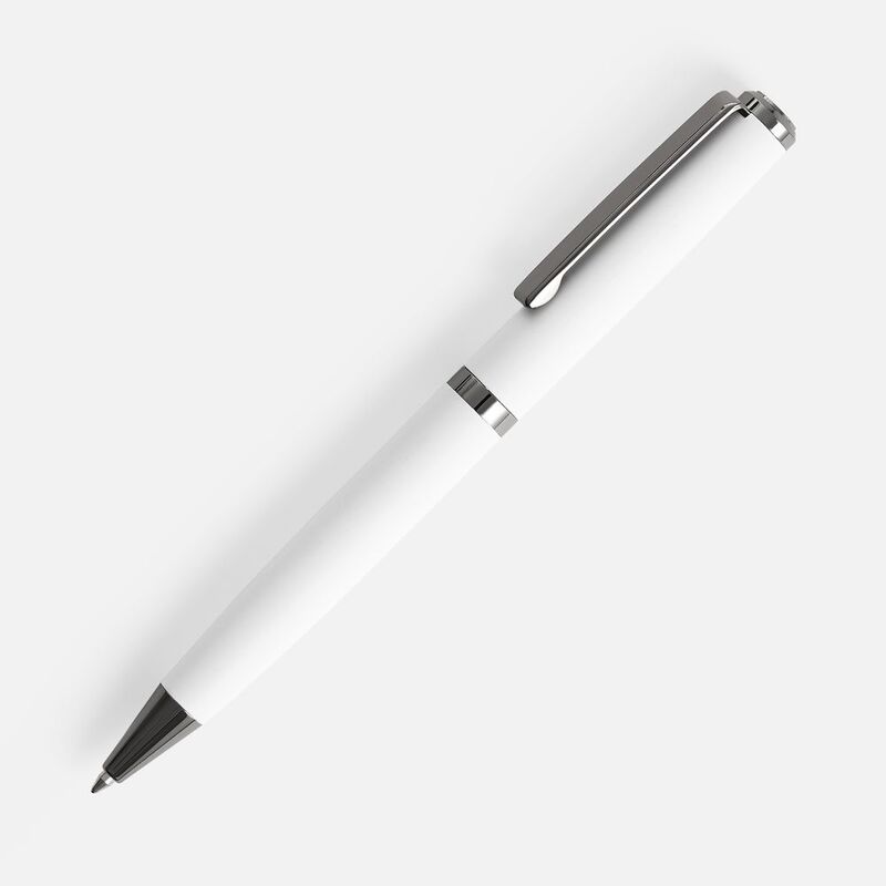 Ручка шариковая Inkish Gunmetal в футляре, белая с логотипом