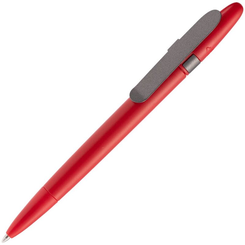 Ручка шариковая Prodir DS5 TSM Metal Clip, красная с серым с логотипом