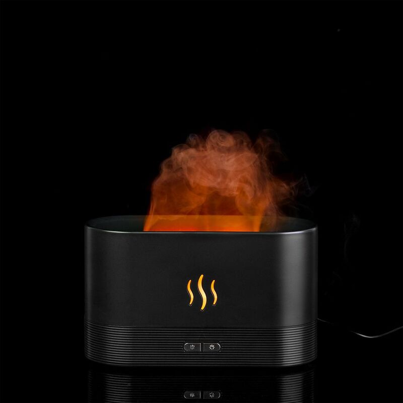 Увлажнитель-ароматизатор с имитацией пламени Fuego ver.2, черный с логотипом