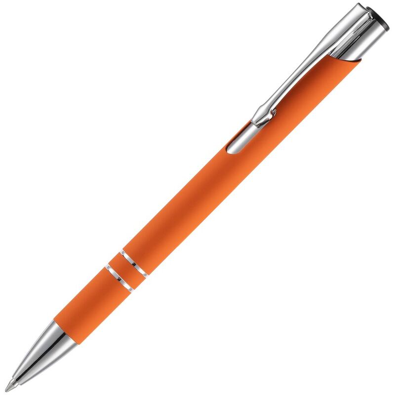Ручка шариковая Keskus Soft Touch, оранжевая с логотипом