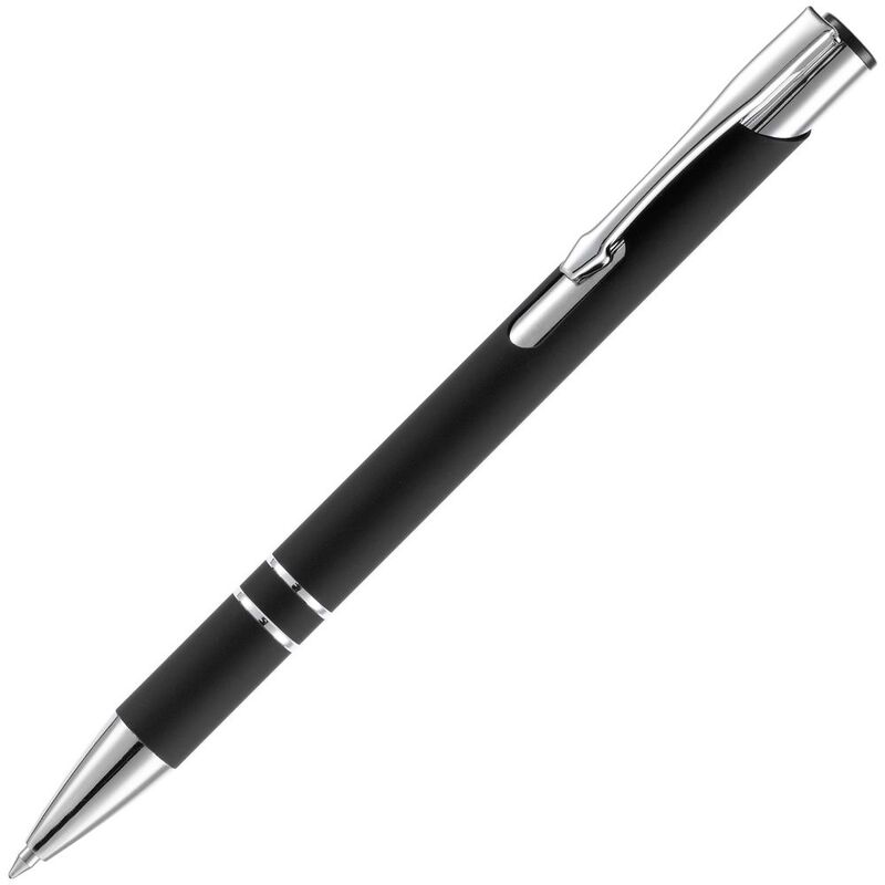 Ручка шариковая Keskus Soft Touch, черная с логотипом