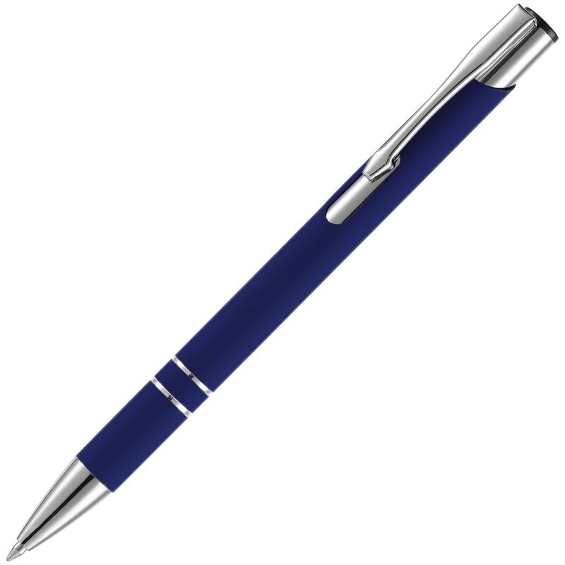 Ручка шариковая Keskus Soft Touch, темно-синяя с логотипом