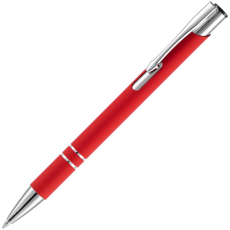 Ручка шариковая Keskus Soft Touch, красная с логотипом