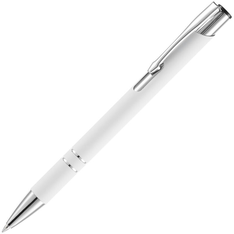 Ручка шариковая Keskus Soft Touch, белая с логотипом