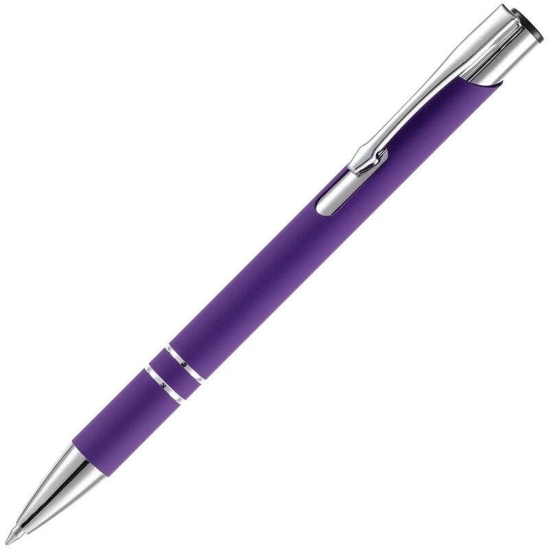 Ручка шариковая Keskus Soft Touch, фиолетовая с логотипом