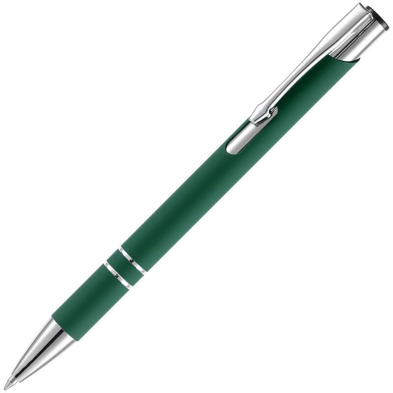 Ручка шариковая Keskus Soft Touch, зеленая с логотипом