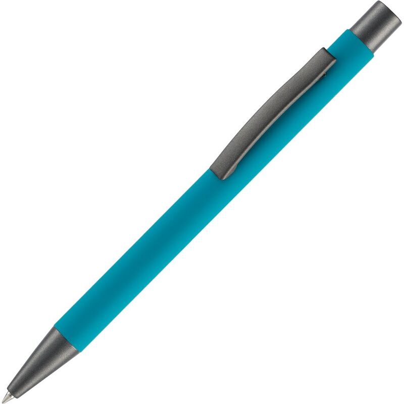 Ручка шариковая Atento Soft Touch, бирюзовая с логотипом