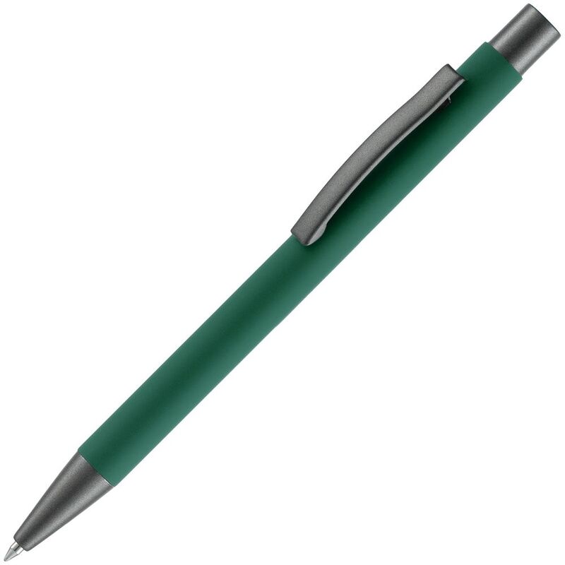 Ручка шариковая Atento Soft Touch, зеленая с логотипом
