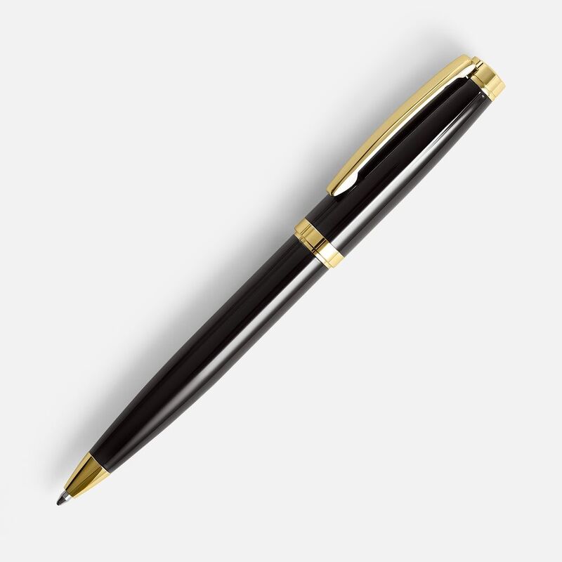 Ручка шариковая Letra Gold, глянцевая, черная с логотипом